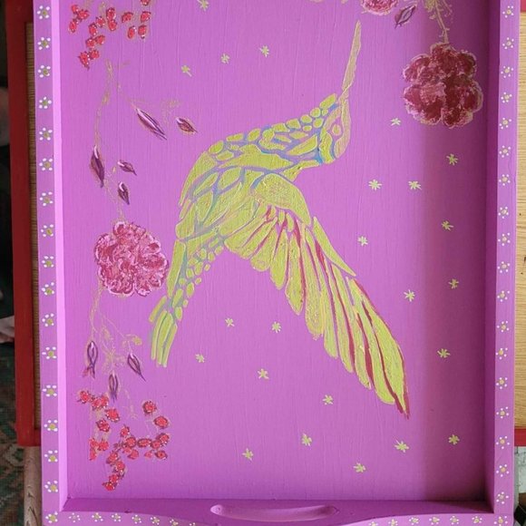 One Hand painted Wooden Tray ,some have both paint and decoupage - Picture 2 of 3